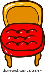 Red small chair, illustration, vector on white background.