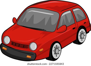red small classic sedan car vector