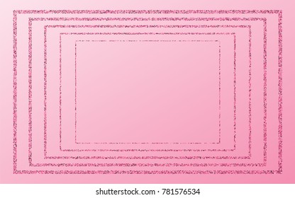 Red small confetti on a light pink background. Luxury festive background. Abstraction of small points scattered over the pink background. Design element for postcard, poster, banner. Vector.