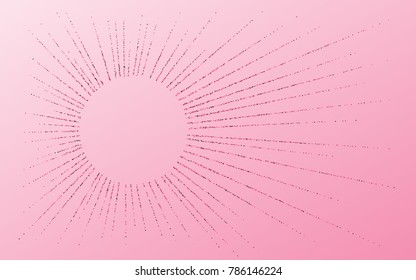 Red small confetti on a light pink background. Luxury festive background. Abstraction of small points scattered over the pink background. Design element for postcard, poster, banner. Vector.