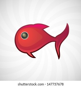 Red small fish, isolated vector illustration