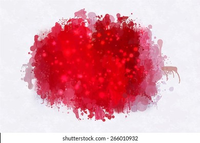 Red small sparkle brush strokes blob. Vector version