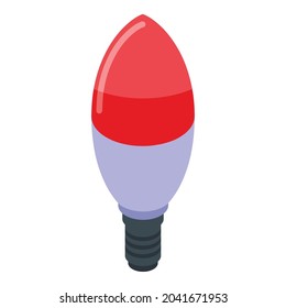 Rote intelligente Glühbirne Symbol isometrische Vektorgrafik. Leuchte. Think-Lösung