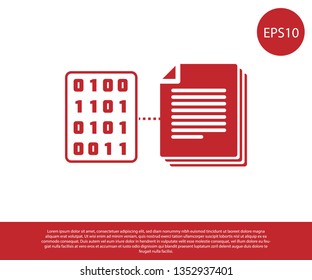 Red Smart contract icon isolated on white background. Blockchain technology, cryptocurrency mining, bitcoin, altcoins, digital money market. Vector Illustration