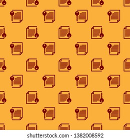 Red Smart contract icon isolated seamless pattern on brown background. Blockchain technology, cryptocurrency mining, bitcoin, altcoins, digital money market. Flat design. Vector Illustration