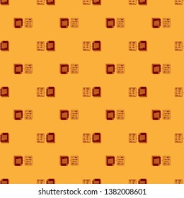 Red Smart contract icon isolated seamless pattern on brown background. Blockchain technology, cryptocurrency mining, bitcoin, altcoins, digital money market. Flat design. Vector Illustration