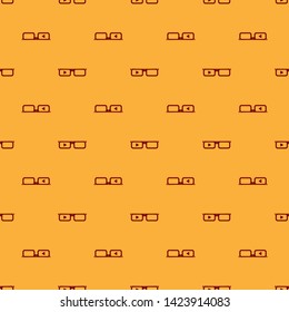 Red Smart glasses mounted on spectacles icon isolated seamless pattern on brown background. Wearable electronics smart glasses with camera and display. Vector Illustration