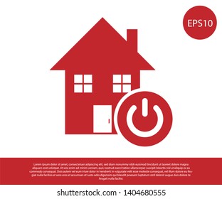 Red Smart home icon isolated on white background. Remote control. Vector Illustration