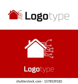 Red Smart home icon isolated on white background. Remote control. Logo design template element. Vector Illustration
