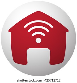 Red Smart Home icon on white ball