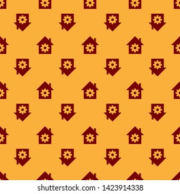 Red Smart home settings icon isolated seamless pattern on brown background. Remote control. Vector Illustration