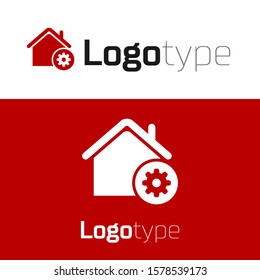 Red Smart home settings icon isolated on white background. Remote control. Logo design template element. Vector Illustration