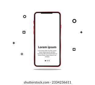 Red smartphone frameless mobile blank screen isolated on white background vector