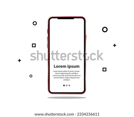 Red smartphone frameless mobile blank screen isolated on white background vector