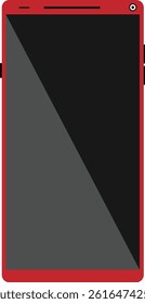 Red smartphone illustration front view with front camera and a switched off screen. 