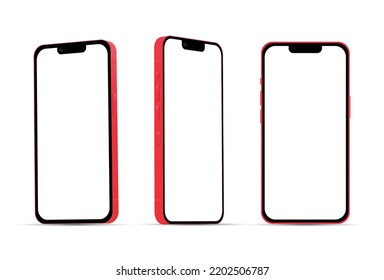 Red smartphone models, new IT industry, mockup for web design on a white background - Vector illustration