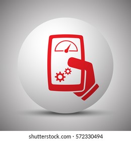 Red Smartphone Test icon on white sphere