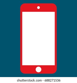 Red smartphone vector eps10. Smartphone front view red color with front view with white screen.