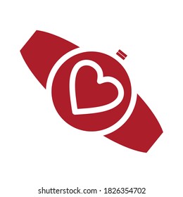
red smartwatch. smartwatch icon with flat style. time theme