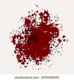 Frotis rojo con salpicaduras sobre fondo blanco, rayas de sangre, huella. Mancha realista, Halloween, Elementos de diseño de crimen y horror, mancha texturizada.