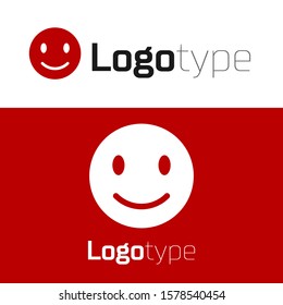 Red Smile face icon isolated on white background. Smiling emoticon. Happy smiley chat symbol. Logo design template element. Vector Illustration