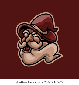 Red Smile Wizard Head Esport Mascot Vector Illustration is perfect for your brand business