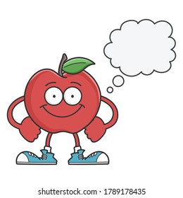 Personaje de caricatura de manzana sonriente aislado en blanco