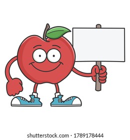 Personaje de caricatura de manzana sonriente aislado en blanco