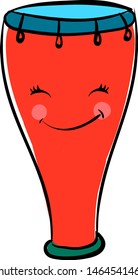 Red smiling conga, illustration, vector on white background.
