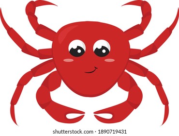Red smiling crab, illustration, vector on a white background.