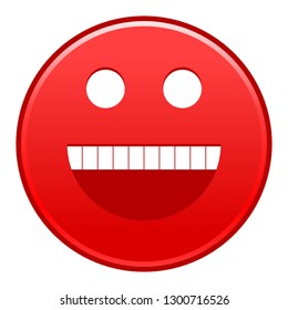 Red smiling face cheerful happy emoticon isolated on white background. The graphic element for design saved as a vector illustration in the EPS file format.