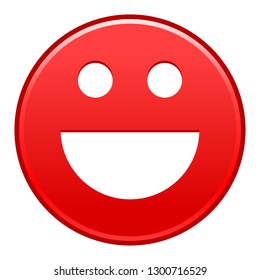 Red smiling face cheerful happy emoticon isolated on white background. The graphic element for design saved as a vector illustration in the EPS file format.