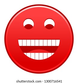 Red smiling face cheerful happy emoticon isolated on white background. The graphic element for design saved as a vector illustration in the EPS file format.