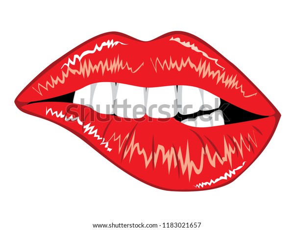 Red Smiling Female Lips White Teeth Stock Vector (Royalty Free) 1183021657