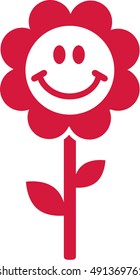 Red smiling flower with face