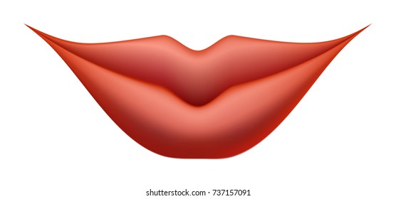 Red smiling lips isolated on white
