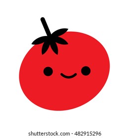 Red Smiling tomato character icon. Vector illustration.