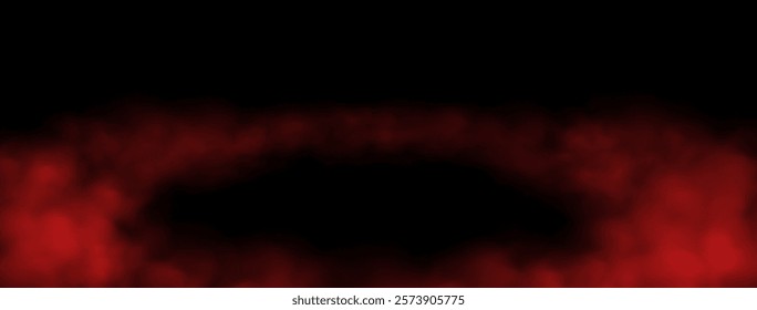 Red smoke on the floor, mist in the room or on the stage. Fog atmosphere effect.