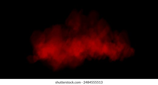 Red smoke, smog cloud on podium or stage, isolated transparent special effect. Vector illustration, fog vapor over ground or water surface, magic haze.	