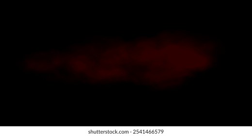 Red smoke, smog cloud on podium or stage, isolated transparent special effect. Vector illustration, fog vapor over ground or water surface, magic haze.
