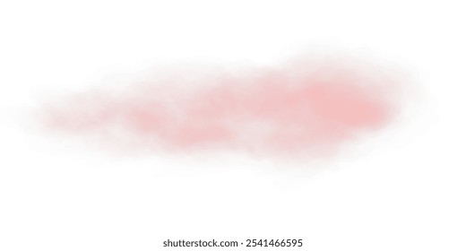 Red smoke, smog cloud on podium or stage, isolated transparent special effect. Vector illustration, fog vapor over ground or water surface, magic haze.
