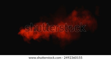 Red smoke, smog cloud on podium or stage, isolated transparent special effect. Vector illustration, fog vapor over ground or water surface, magic haze.	