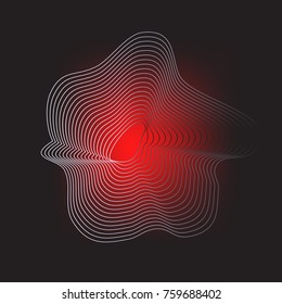 Red smoke wave on dark background.Vector illustration.
