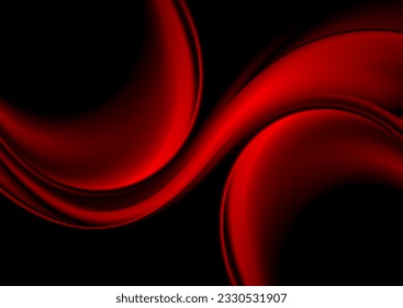 Red smooth blurred waves abstract elegant background. Vector design