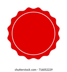 Red smooth edged burst, badge, seal or label with line flat vector icon for apps and packaging