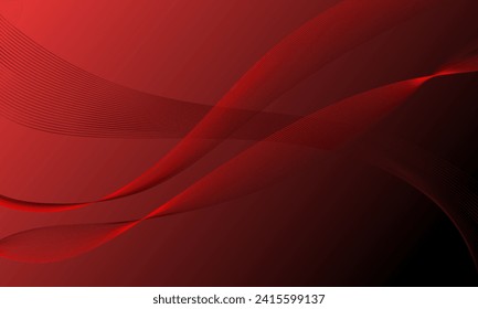 red smooth lines wave curve on gradient abstract background