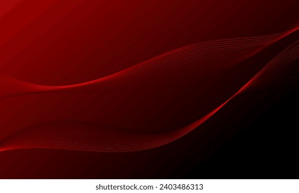 red smooth lines wave curves on smooth gradient abstract background