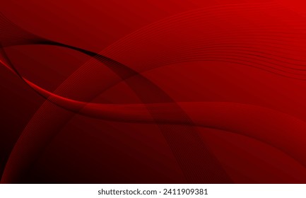 red smooth lines wave curves on gradient abstract background
