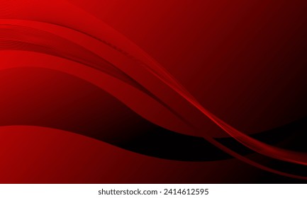 red smooth lines wave curves with gradient abstract background