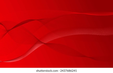 red smooth lines wave curves on soft gradient abstract background